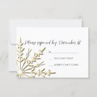 Gold Snowflake on White Winter Wedding RSVP