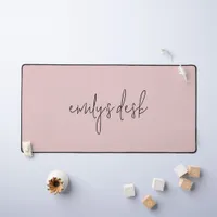 Informal Script Name Plain Blush Pink Desk Mat