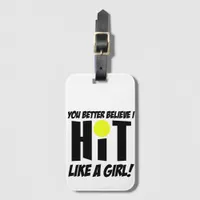 hit like a girl volleyball luggage tag