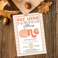 Retro Pumpkin 1st Birthday Invite