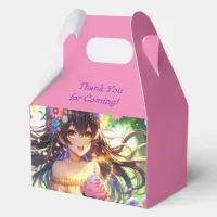 Pretty Anime Girl's Birthday Cupcake Favor Boxes