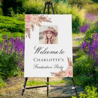 Graduation pampas grass blush rose gold photo foam board