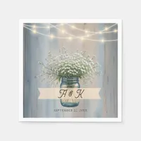 Rustic Baby’s Breath Mason Jar Wedding Napkins