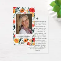 Floral Photo Memorial Prayer Card