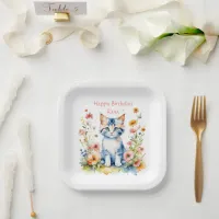 Little Kitten Girl's Birthday Party Personalized Paper Plates