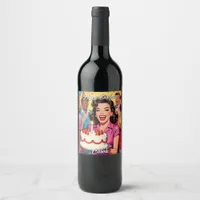 Happy Birthday | Personalized Retro Pop Art Wine Label