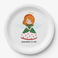 Cute Ginger Angel Christmas Birthday Party Paper Plates