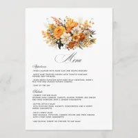 Yellow, Orange and Ivory Floral Wedding Menu