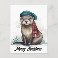 Cute Christmas Otter Holiday Postcard