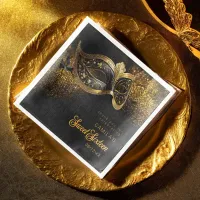 Masquerade Mask Sweet 16 Black Gold ID1032 Paper Dinner Napkins