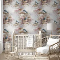 Vintage Books and Bluebirds  Wallpaper