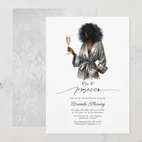 Elegant Silver Satin PJs & Prosecco Bridal Shower Invitation