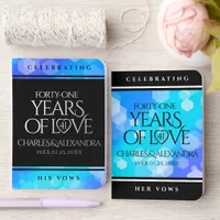 Elegant 41st Blue Topaz Wedding Anniversary Foil Vow Books