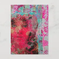 Flower Woman Mixed Media Collage  Postcard