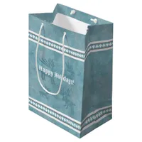 Southwest Winter Deer Petroglyphs and Pines Blue Medium Gift Bag