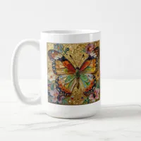 Beautiful Impasto Butterflies and Flowers Poem Coffee Mug