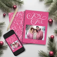 Modern Pink Joyful Holiday Photo