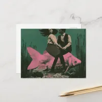 Fantasy Pink Fish Couple Travel Postcard