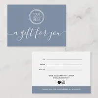 Blue Add Your Logo Minimalist Gift Certificate Note Card