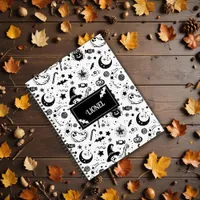 Black And White Halloween Bat Silhouette  Notebook