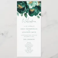 Emerald and Gold Florals Wedding Program