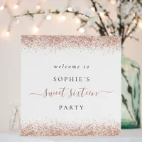 Rose Gold Glitter Name Welcome Sweet Sixteen Foam Board