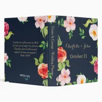 navy and gold watercolor flowers wedding binder