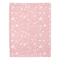 Girly Pastel Pink White Abstract Terrazzo Pattern Duvet Cover