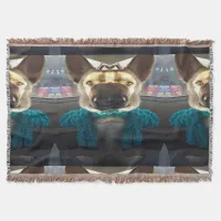 German Shepherd Mirrored Distortion Throw Blanket