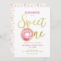 Sweet One Donut Sprinkle Girl 1st Birthday Invitation