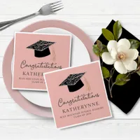 Cute Pink Modern Feminine Graduation Party Napkins