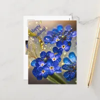 Forget-me-not flower with gold accents  postcard