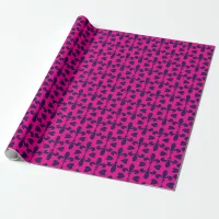 French Medieval Fleur-de-Lis Pink Blue Pattern Wrapping Paper