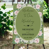 Elegant Floral Embrace Wedding Welcome Foam Board