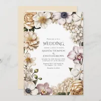 White, Ivory & Champagne Wedding Invitation