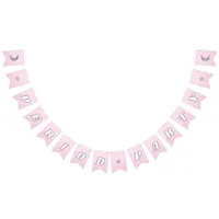 First Period Cute Pastel Pink Groovy Lettering Bunting Flags