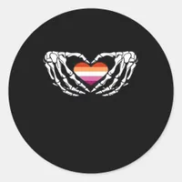 Lesbian Pride Skeleton Halloween Wlw Goth Heart Cl Classic Round Sticker