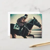 Granny and Her Race Horse Vintage Glitch  Postcard