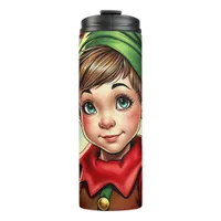 Whimsical Cartoon Elf | Christmas   Thermal Tumbler
