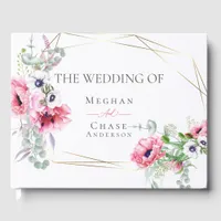 Wedding Guest Book | Watercolor Pink Poppies