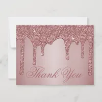 Chic Rose Gold Glitter Drips Thank You