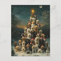 Stacked Dogs Christmas Tree Postcard