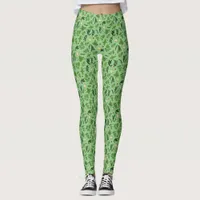 Mint Green Garden Herb Pattern Leggings