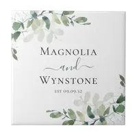 Eucalyptus Greenery Wedding  Ceramic Tile