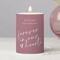 Wedding Memorial Forever in our Hearts Dusty Rose Pillar Candle