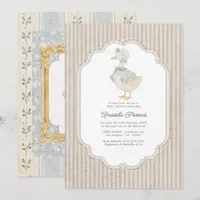 Cottagecore Vintage Storybook Goose Baby Shower Invitation