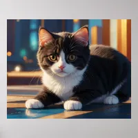 *~* Kitty 5:4 Feline Kitten Cat Black Tuxedo Poster