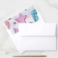 *~* A7 Rainbow Pastel Sea Shells Beach Envelope Liner
