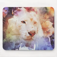 White Tiger Grunge Mouse Pad
