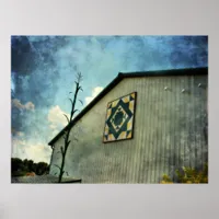 Tall Corn and Barn Quilt, Iowa Poster